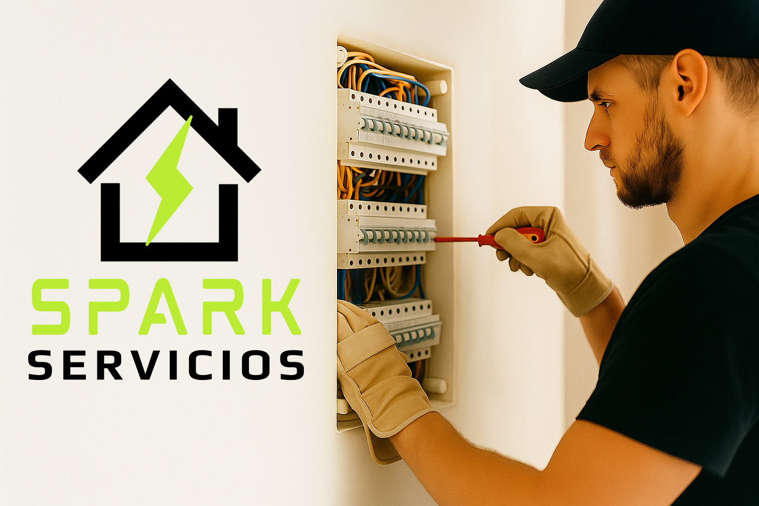 Técnico eléctrico trabajando